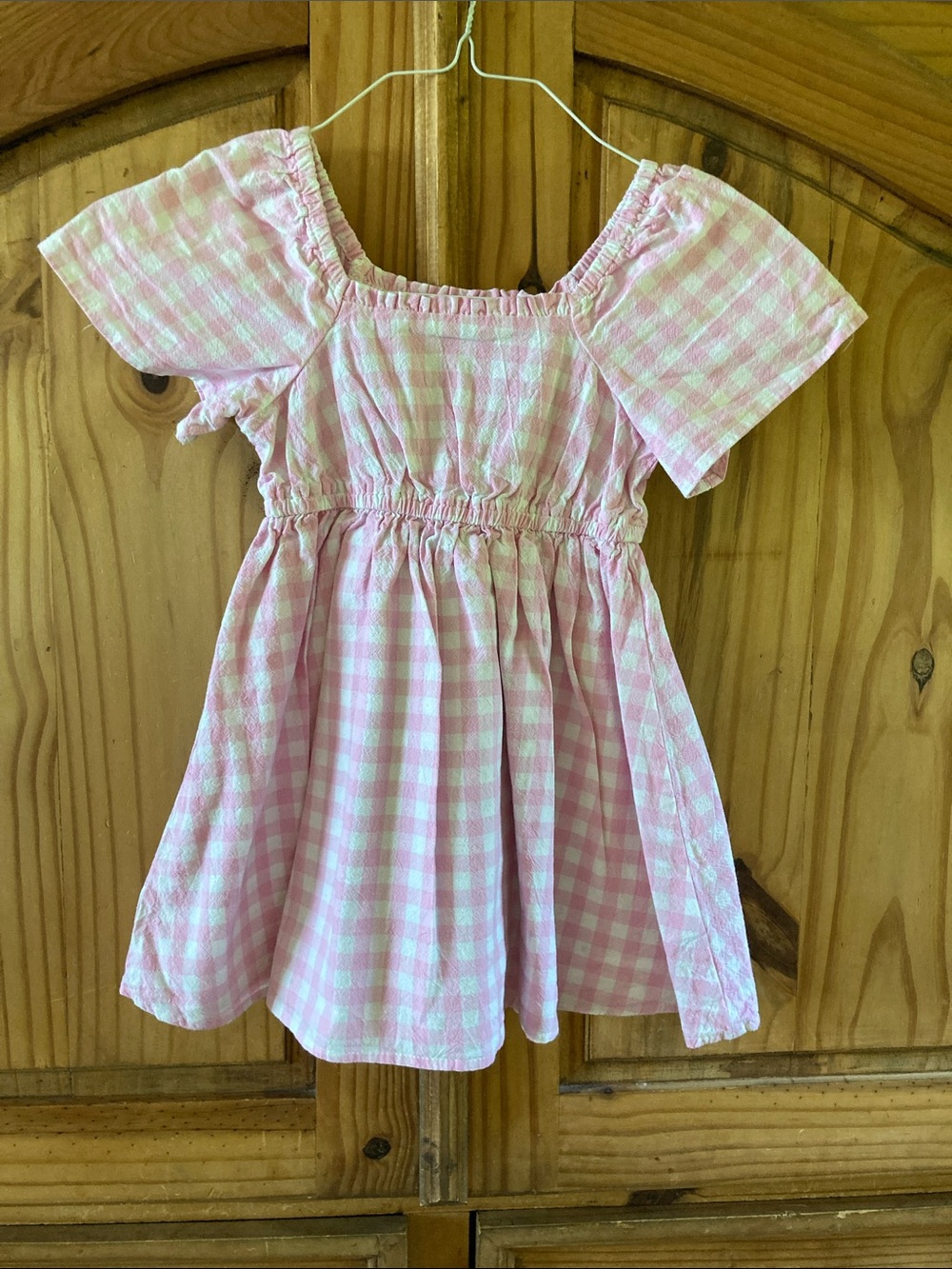 Girls Cotton-On Kids pink white checks plaid short sleeve dress size 4